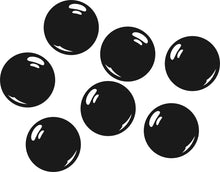 Tapioca fruit pearls icon. 7 shiny black round tapioca pearls