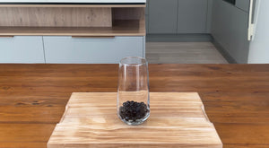 Glass holding cooked brown tapioca pearls