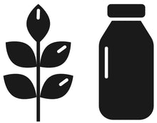Gluten-free and Dairy-free icons. Gluten-free depicted by a branch of leaves. Dairy-free depicted by a glass milk bottle
