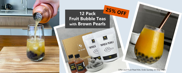 25% off 12 pack fruit bubble teas with brown pearls 
