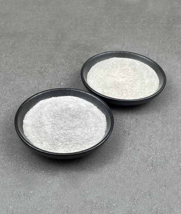 Milk Tea Powders - Dairy and Non-Dairy creamers in black ceramic dishes