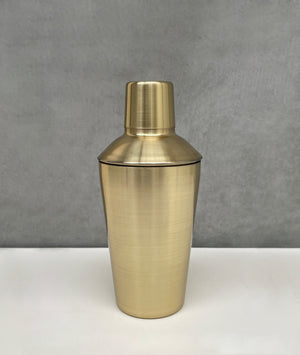Brushed gold 3-piece stainless steel cocktail shaker