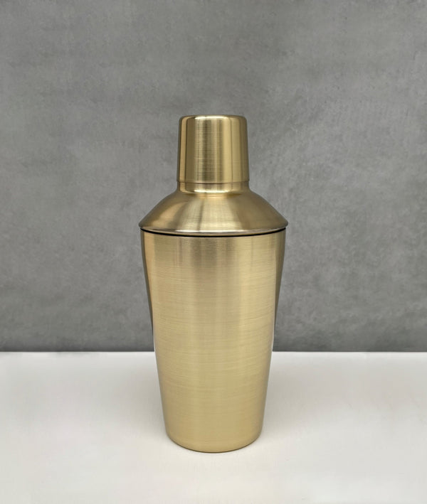 Brushed gold 3-piece stainless steel cocktail shaker